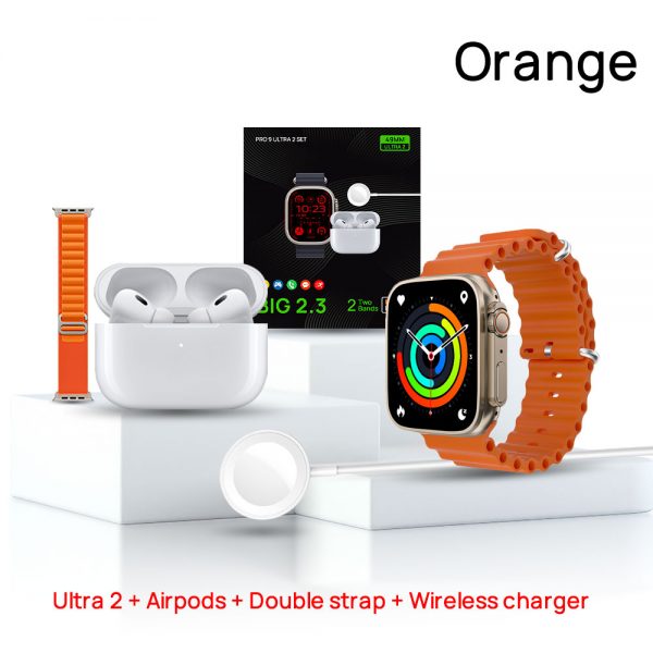 2-in-1 Gift Box Set 49MM 2.3 inch HD Borderless Large Screen Wireless Charging Smart Watch for iPhone Samsung Huawei - Image 4