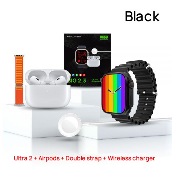 2-in-1 Gift Box Set 49MM 2.3 inch HD Borderless Large Screen Wireless Charging Smart Watch for iPhone Samsung Huawei - Image 5