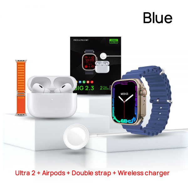 2-in-1 Gift Box Set 49MM 2.3 inch HD Borderless Large Screen Wireless Charging Smart Watch for iPhone Samsung Huawei - Image 6