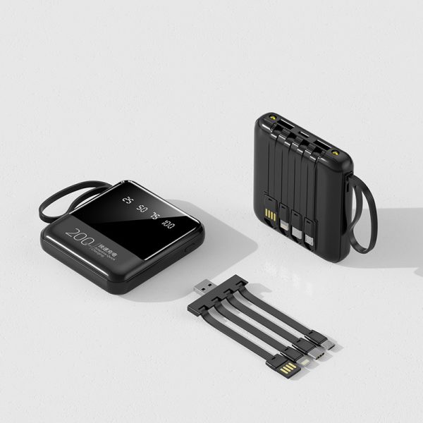 10W Power Bank 5000mAh Mini Portable Mirror Gift Built-cable Digital Display Battery Pack - Image 2