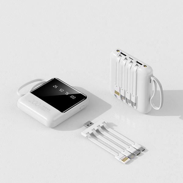 10W Power Bank 5000mAh Mini Portable Mirror Gift Built-cable Digital Display Battery Pack - Image 3