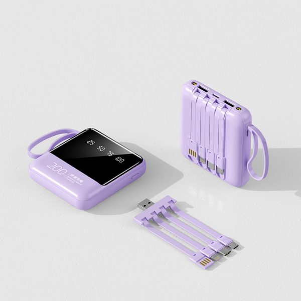 10W Power Bank 5000mAh Mini Portable Mirror Gift Built-cable Digital Display Battery Pack - Image 5