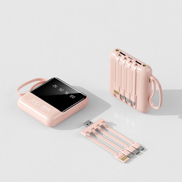 10W Power Bank 5000mAh Mini Portable Mirror Gift Built-cable Digital Display Battery Pack - Image 4