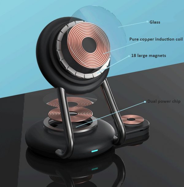 Transparent 3 in 1 Folding Wireless 15W Charger for Mobile Phone Android IOS Phone iWatch AirPods Charging - Image 5