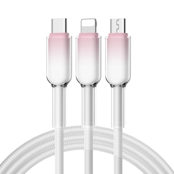 100W Transparent Shell 3-in-1 Fast Charging USB Cable for iPhone Huawei Androia Phone Charging Cable - Image 4