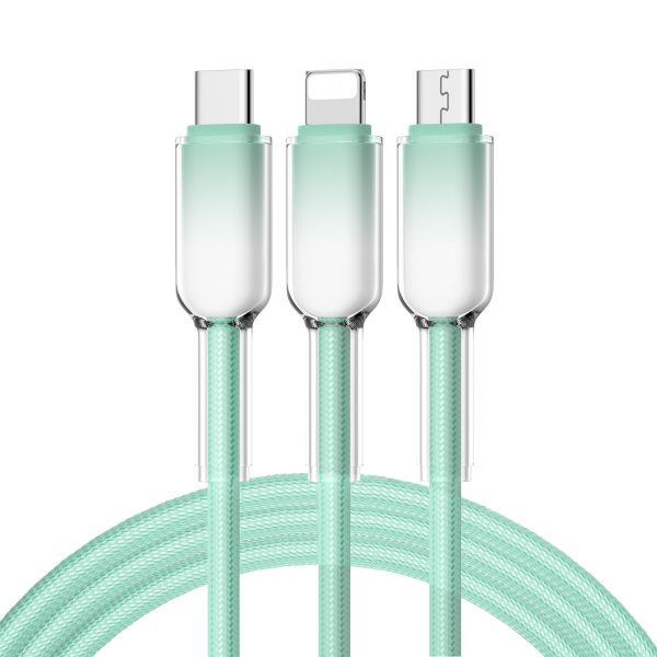 100W Transparent Shell 3-in-1 Fast Charging USB Cable for iPhone Huawei Androia Phone Charging Cable - Image 2