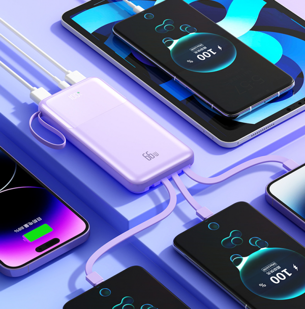 PD 66W Power Bank 20000mAh Big  Battery Capacity Comes with Four-cable Super Fast Charging Mobile Power Bank - Image 6