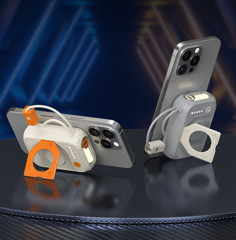 Come with Cable Power Bank 10000mAh 20000mAh Fast Charging Light Stand MagSafe Wireless Power Bank - Image 4