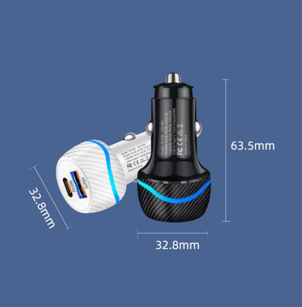 2 in 1 Car USB Charger Mobile Phone 60W Type-C Fast Charging Car Charger for iPhone - Image 6