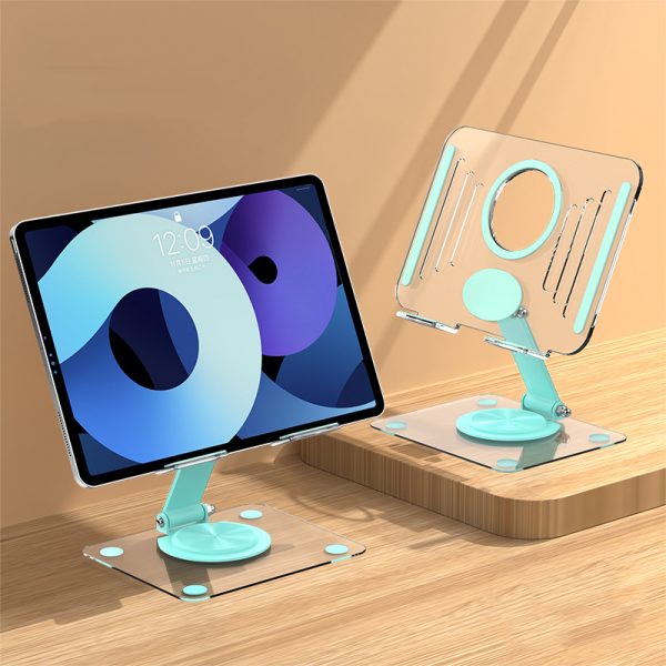 Desktop 360 Degree Rotation Stand for iPhone iPad Tablet Acrylic Foldable Lazy Person Non-slip Silicone Bracket - Image 2