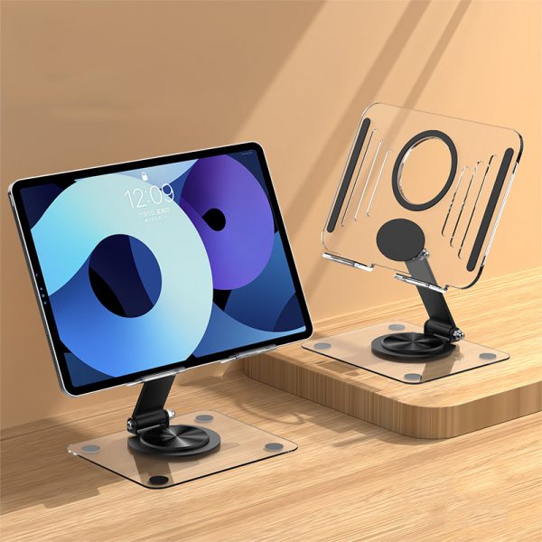 Desktop 360 Degree Rotation Stand for iPhone iPad Tablet Acrylic Foldable Lazy Person Non-slip Silicone Bracket - Image 3