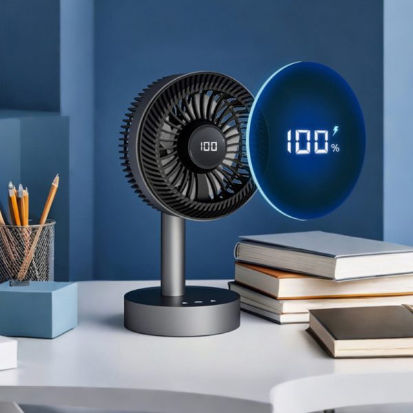 Desktop Digital Display Rotatable Fan Mute Type-C Charging Studen Dormitory Office Mini Small Fan - Image 3